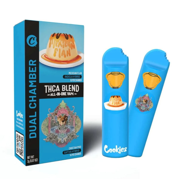 Cookies 2G THC-A Dual Chamber Vape Mexican Flan Indica-Hybrid & Cheetah Piss Sativa-Hybrid