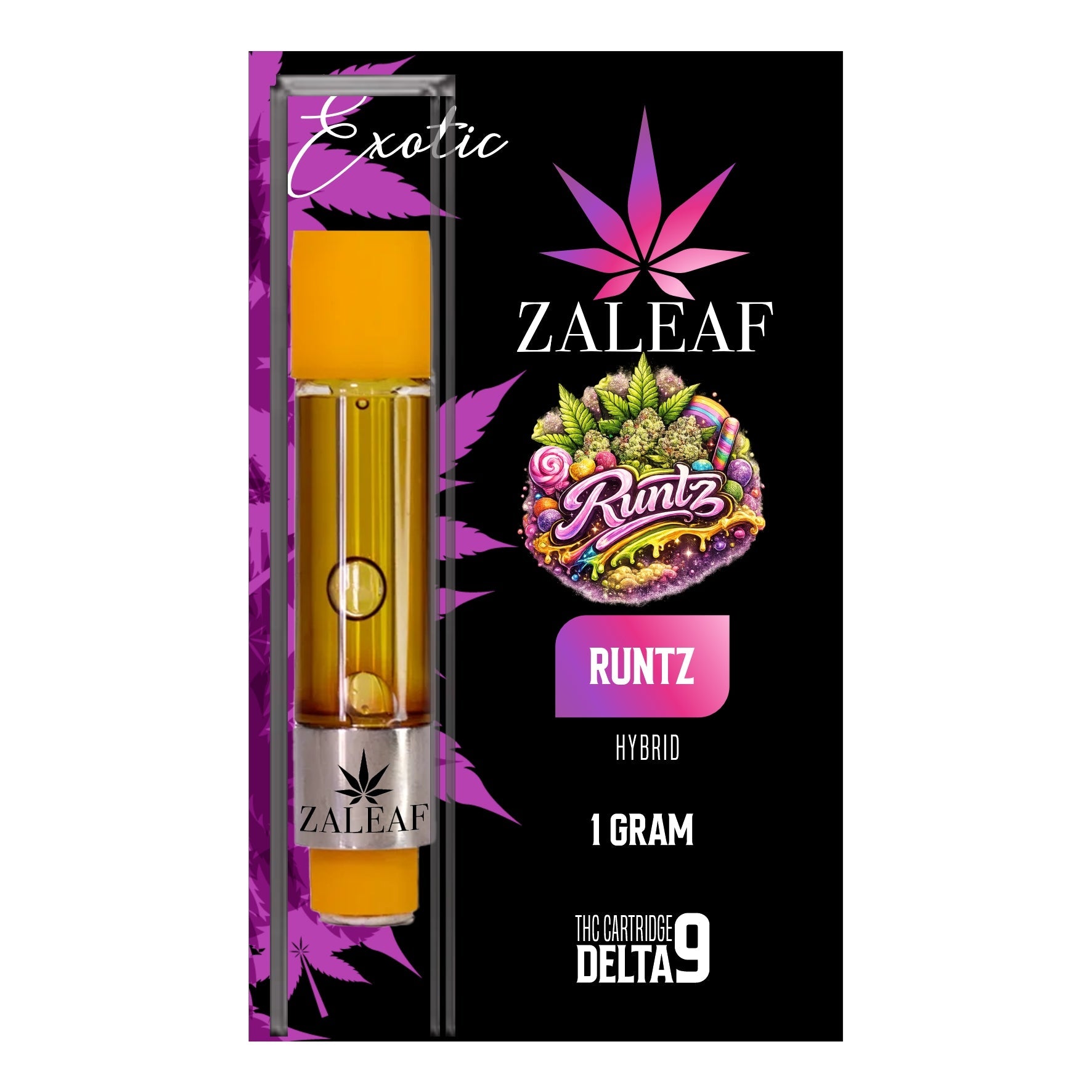 ZALEAF Delta-9 Vape Cartridge – 1G Premium THC Runtz - Hybrid