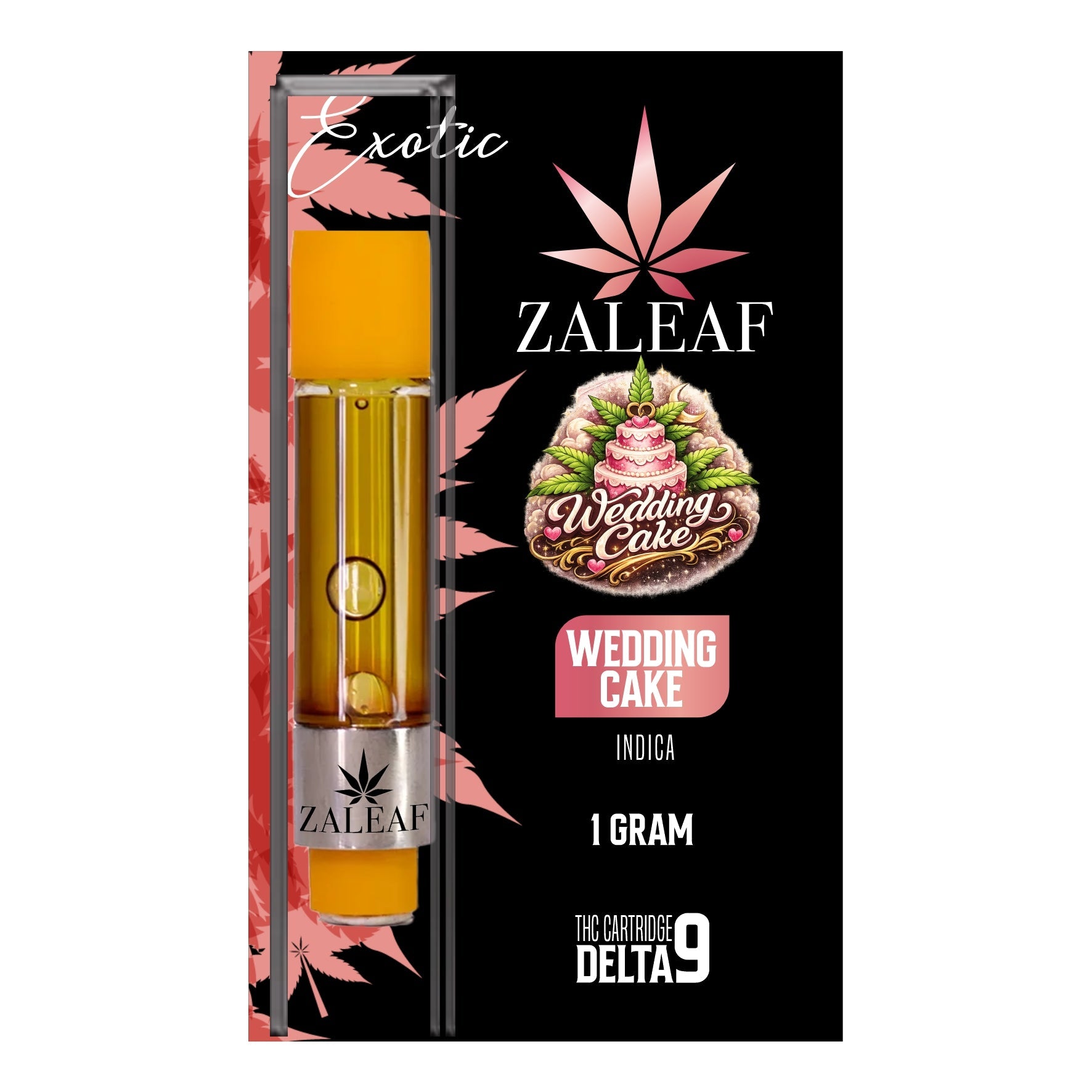 ZALEAF Delta-9 Vape Cartridge – 1G Premium THC Wedding Cake - Indica