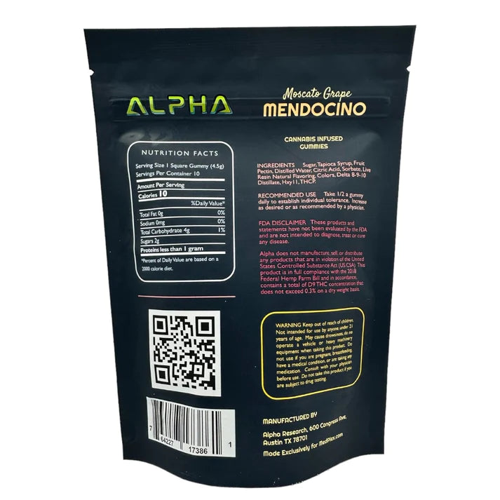 Alpha Moscato Green Grape THC Blend Vegan Gummies 3000mg 30 Count