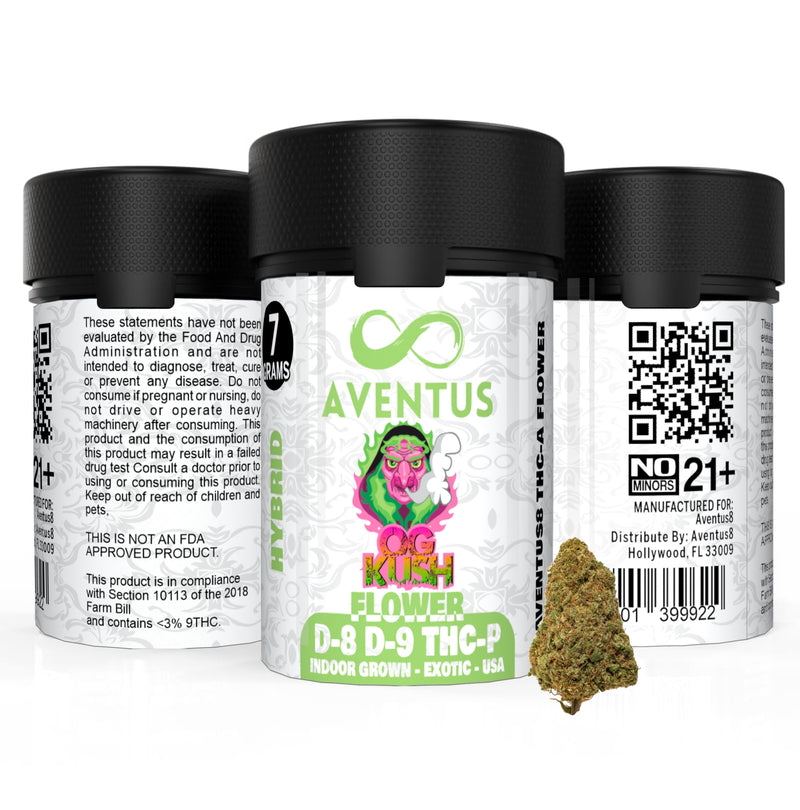 AVENTUS8 FLOWER D-8 D-9 THC-P BLEND Og Kush 7g