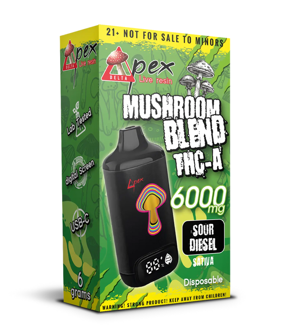 Sour Diesel Disposable Premium Vape Pen Mushroom Blend 6000mg - Sativa