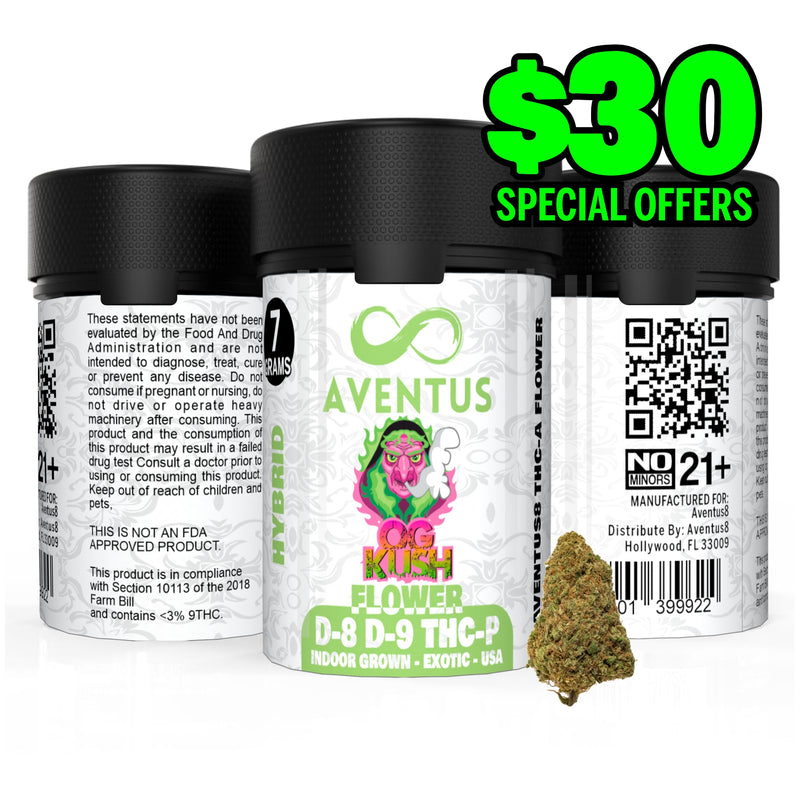 AVENTUS8 FLOWER D-8 D-9 THC-P BLEND Og Kush 7g