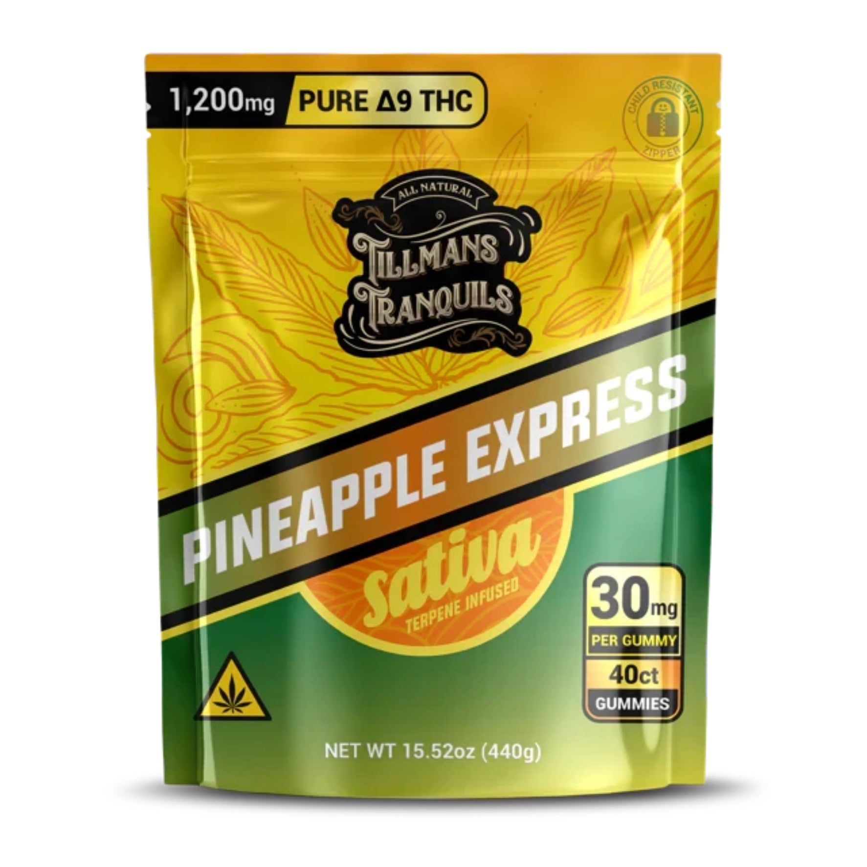 Tillmans Tranquils Delta 9 THC Gummies 1200mg  Pineapple Express - Sativa
