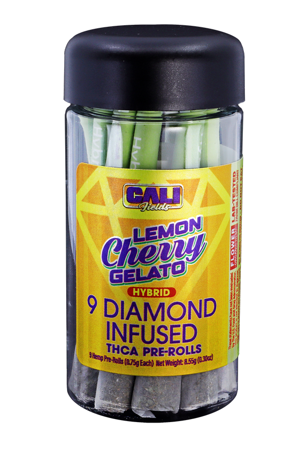Cali Fields — Lemon Cherry Gelato Diamond Infused THCA Pre-Rolls (Hybrid)