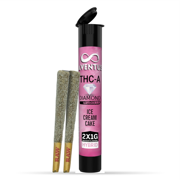 Aventus8 THC-A Pre-Rolls with THC-P Diamonds – Ice Cream Cake (2x1g | Hybrid)