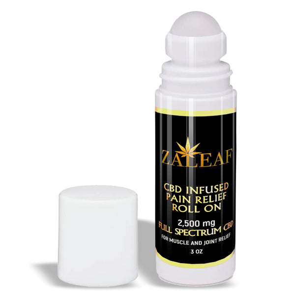 ZALEAF CBD INFUSED ROLL ON GEL FOR ACHES AND PAIN 2500mg FAST ACTING LONG LASTING