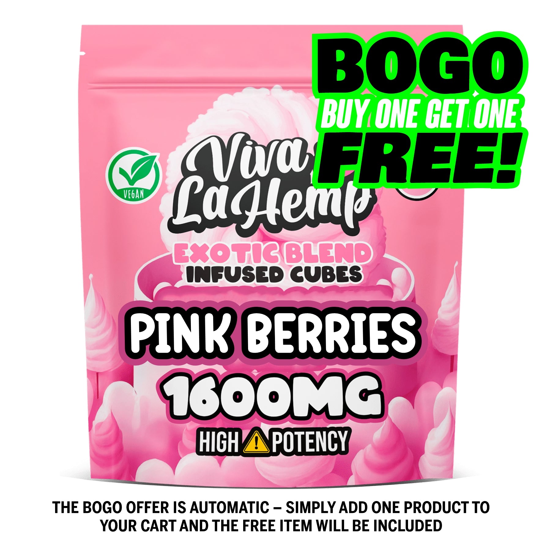 viva la hemp Exotic Blend Infused Cubes – 1600MG Pink Berries