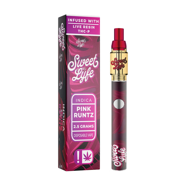 Disposable Vape Pen 2.5ml Infused with Live Resin + THCP - Pink Runtz - Indica