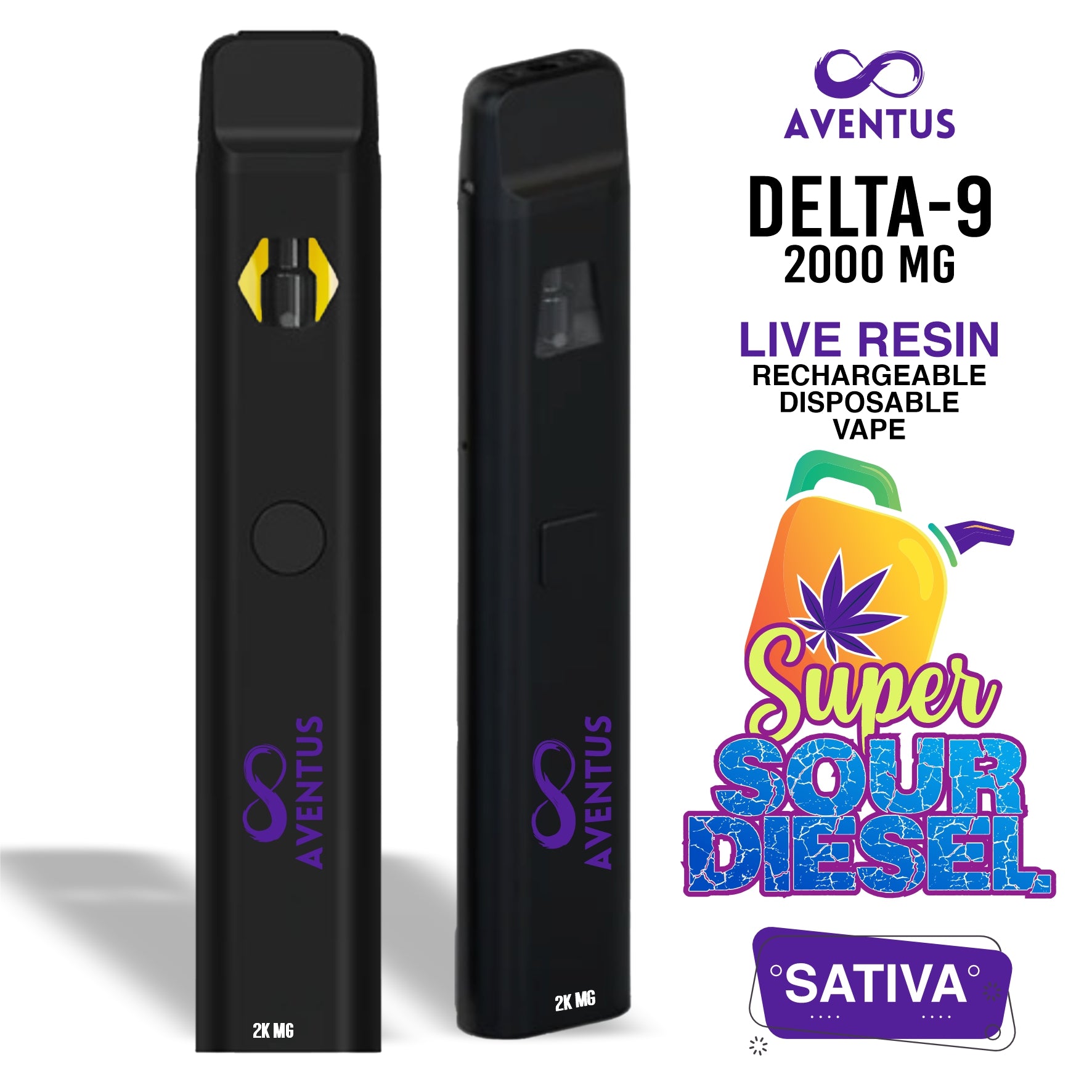 Disposable Vape 2G Delta 9 Super Sour Diesel Sativa