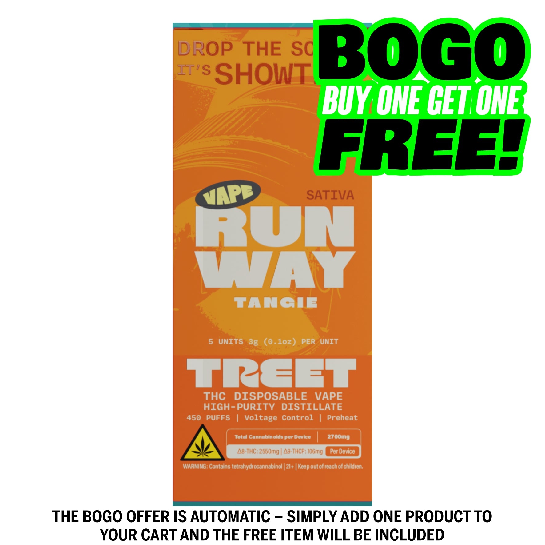 BOGO  TREET 3G THC DISPOSABLE VAPE - RUNAWAY TANGIE SATIVA