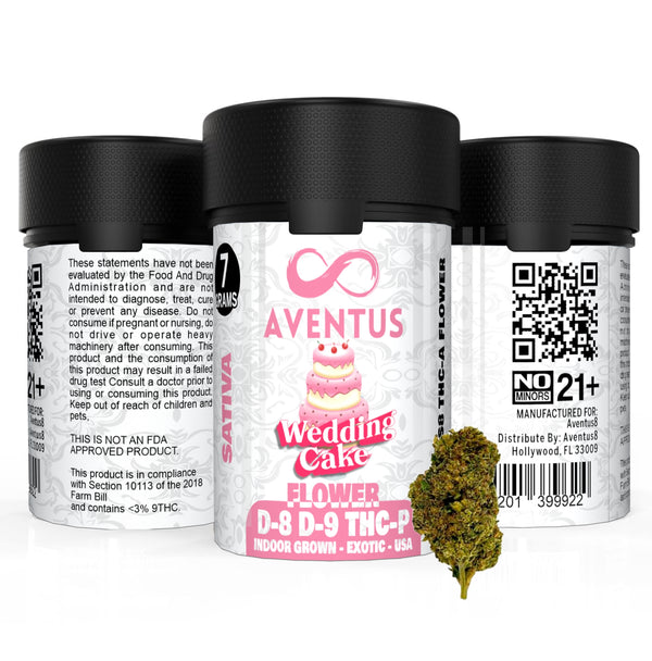 AVENTUS8 FLOWER D-8 D-9 THC-P BLEND Wedding Cake 7g