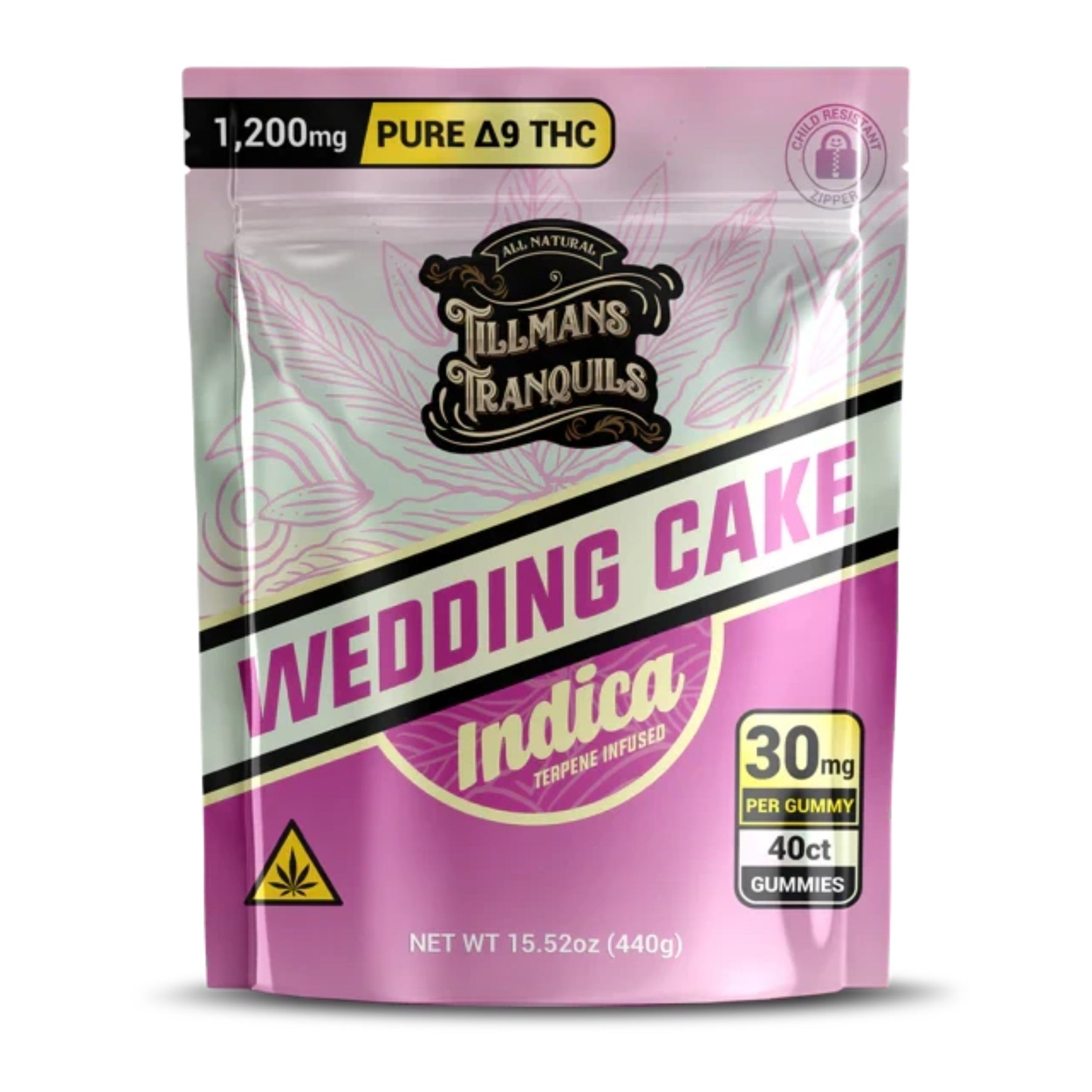 Tillmans Tranquils Delta 9 THC Gummies 1200mg  Wedding Cake - Indica