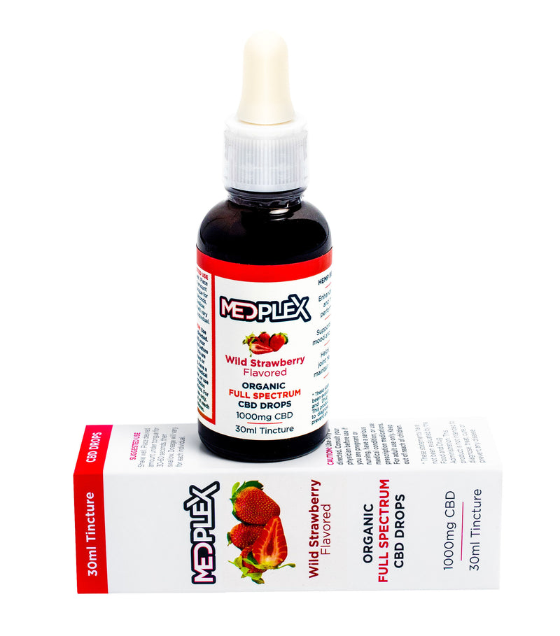 Wild Strawberry Organic Full Spectrum CBD Oil Tincture Drops 1000 mg