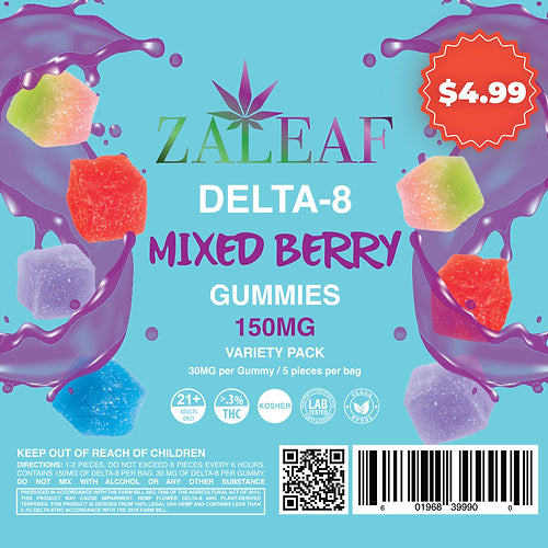 Zaleaf Delta-8 Mixed Berry Gummies 150mg $4.99 Special